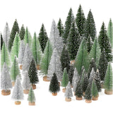 30Pcs Christmas Decorations Mini Christmas Trees, Artificial Christmas Tree Bottle Brush Trees with Wooden Base for Christmas Decor Christmas Party Home Table Craft(Gradient Green)