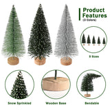 30Pcs Christmas Decorations Mini Christmas Trees, Artificial Christmas Tree Bottle Brush Trees with Wooden Base for Christmas Decor Christmas Party Home Table Craft(Gradient Green)