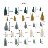 30Pcs Christmas Decorations Mini Christmas Trees, Artificial Christmas Tree Bottle Brush Trees with Wooden Base for Christmas Decor Christmas Party Home Table Craft(Gradient Green)