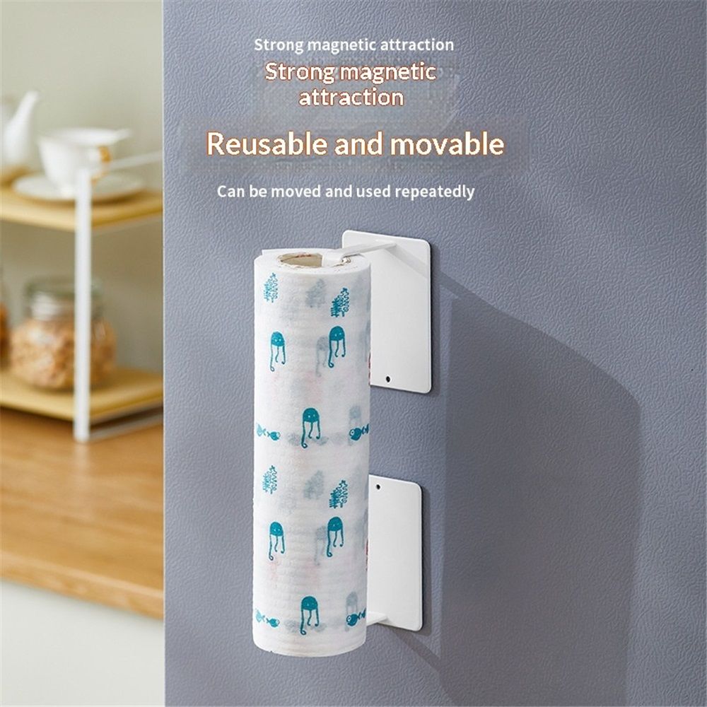 Magnetic Holding Type Kitchen Paper Holder, White, Approx. W 3.9 x D 3.9 x H 3.9 inches (10 x 7.5 x 10 cm) (Per One), Plate, Large Type Compatible