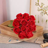 15 pieces of rose artificial flower home wedding Valentine's Day gift rose (red) - Front View