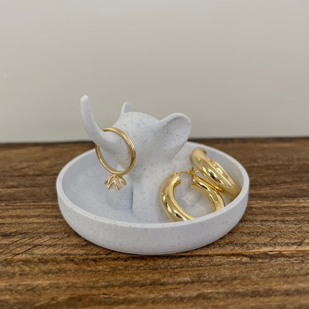 Elephant Jewelry Dish with Decorative Ring Holder and Tray Adorable Elephant Ring Organizer Tray for Jewelry Keep Ring Dish and Holder