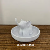 Elephant Jewelry Dish with Decorative Ring Holder and Tray Adorable Elephant Ring Organizer Tray for Jewelry Keep Ring Dish and Holder - 45-Degree Angle