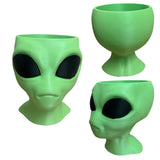 Alien Planter - Alien Bust Plant Pot - Scifi Indoor Planters - Space Indoor Home Decor - Cool Planters - Office Plant（green） - 45-Degree Angle