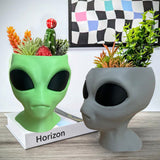 Alien Planter - Alien Bust Plant Pot - Scifi Indoor Planters - Space Indoor Home Decor - Cool Planters - Office Plant（grey）