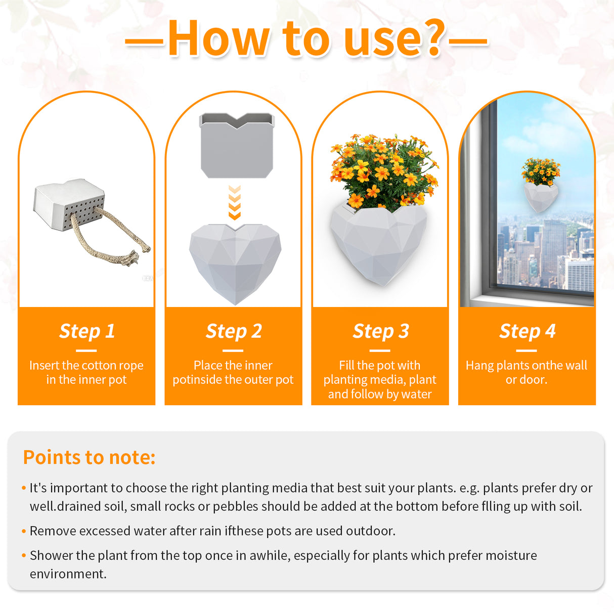 Wall Mounted Planter - NO DRILLING,Houseplant Wall Display Ideas,3D Printed Wall Planter with Drainage Tray