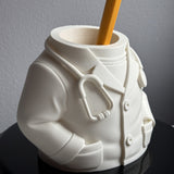 Doctor Pen Holder Desk Organizer - Lab Coat & Stethoscope Desktop Doctor Pen Holder - Front View