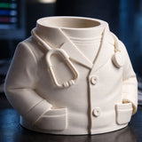 Doctor Pen Holder Desk Organizer - Lab Coat & Stethoscope Desktop Doctor Pen Holder - Side View
