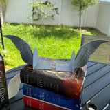 Angel Wings Bookends – 3D Printed Book Holder, Fantasy & Gothic Bookshelf Decor, Fae-Inspired Gift for Book Lovers - Top-Down View