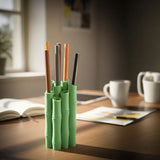 A 3D-printed bamboo pen holder can hold pens, pencils, markers, or drawing tools, adding a tranquil and natural atmosphere while keeping the work area tidy. - Side View