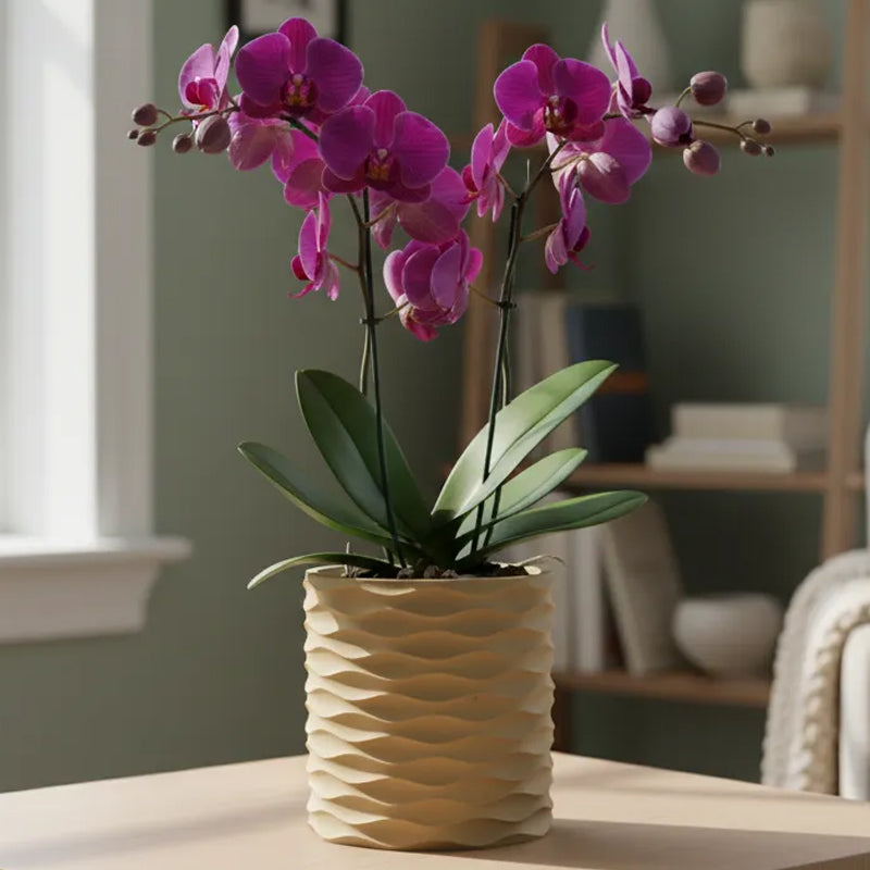 3D Printed Modern Wave Flower Pot - Water-Storing Rotating Base, Light Blue, Single Piece
