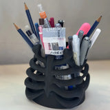 3D Printed Rib Pen Holder - Skeleton Desktop Organizer is both a practical pen holder and a sculpture. - Side View