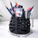 3D Printed Rib Pen Holder - Skeleton Desktop Organizer is both a practical pen holder and a sculpture. - Top-Down View