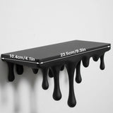 3D Printed Melting Wall Shelf – Drip-Style Modern Storage Rack, Black - Side View