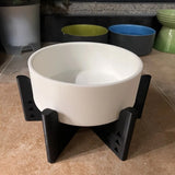 Elevator Pet Bowl, Neck Support Food Bowl, Easy to Clean (Elevator Cat Bowl), Black and White - Top-Down View