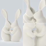 3D printed Easter bunny vase, ceramic-look plastic vase. White. - Side View
