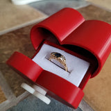Mini Size Cute Heart-Shaped Jewelry Box (Single Drawer) Red and White - Front View