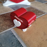Mini Size Cute Heart-Shaped Jewelry Box (Single Drawer) Red and White - Top-Down View