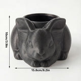 3D printed animal flower pots suitable for home and garden. Gray rabbit single piece. - Front View