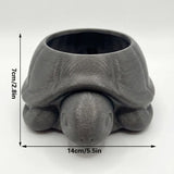 3D printed animal flower pots suitable for home and garden. Gray turtle single piece. - Front View