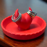 3D-printed devil Valentine's Day ring dish  add a touch of mischief to your Valentine's Day! Red