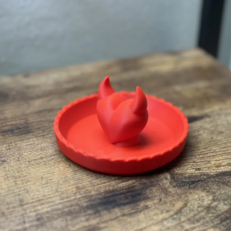 3D-printed devil Valentine's Day ring dish  add a touch of mischief to your Valentine's Day! Red