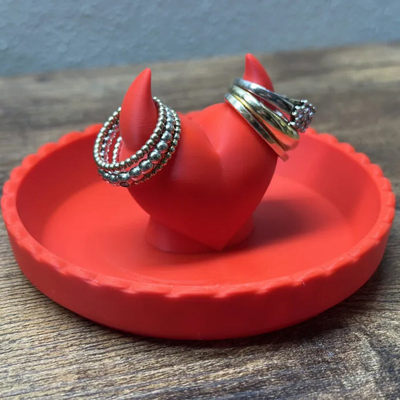 3D-printed devil Valentine's Day ring dish  add a touch of mischief to your Valentine's Day! Red