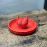 3D-printed devil Valentine's Day ring dish – add a touch of mischief to your Valentine's Day! Red - Top-Down View