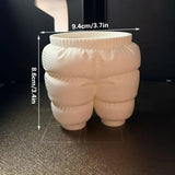 A unique 3D printed down-filled pants pen holder desktop organizer, white. - Side View