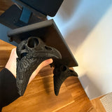 3D-printed crow skull wall mount adds a touch of mystery to your home. (Black) - Side View