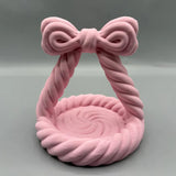 3D Printed Charming Bow Jewelry Tray - Twisted Hemp Rope Storage Tray, White - Side View
