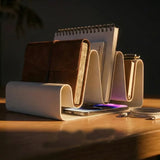 3D Printed Streamlined Desktop Organizer - Minimalist Desktop Stand (White)