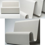 3D Printed Streamlined Desktop Organizer - Minimalist Desktop Stand (White) - Top-Down View