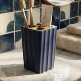 3D Printed Modern Grooved Toothbrush Holder Bathroom Organizer - Black and White Combination