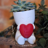 Valentine's Day Mini Flower Pot - Heart-Shaped Succulent (White and Red) - Front View