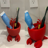 3D-printed crab-shaped toiletries storage box, red. - Front View
