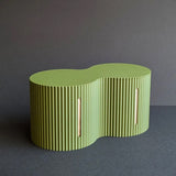 3D-printed toilet paper roll storage box, light green - Front View