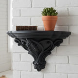 3D Printed Art Nouveau Corner Shelf - Decorative Stand, Black