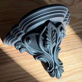 3D Printed Art Nouveau Corner Shelf - Decorative Stand, Black - Front View