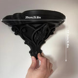 3D Printed Art Nouveau Corner Shelf - Decorative Stand, Black