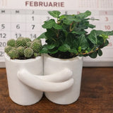 3D Printed Hug Flower Pot – Small Item, Big Heart (White) - Front View
