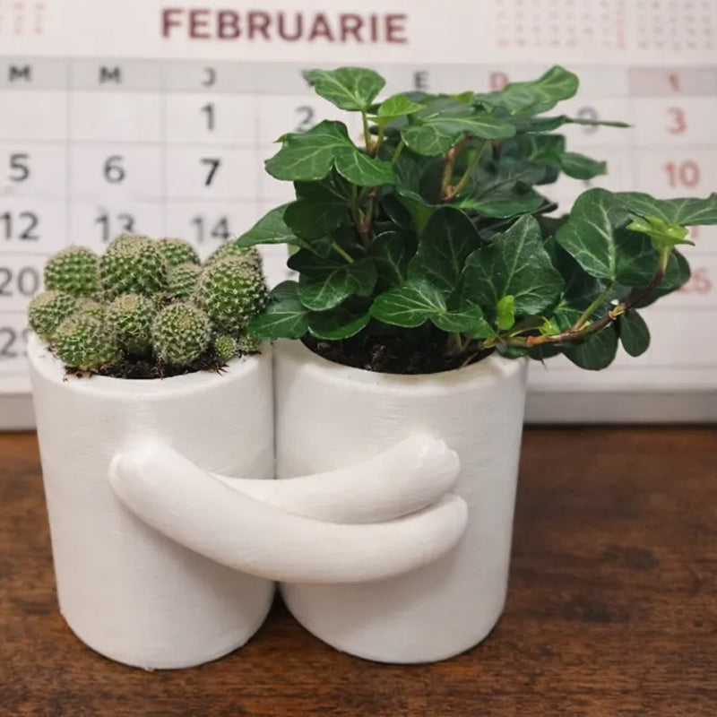 3D Printed Hug Flower Pot – Small Item, Big Heart (White)