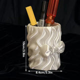 Sweet Bow Silk Pen Holder, White Silk - Side View