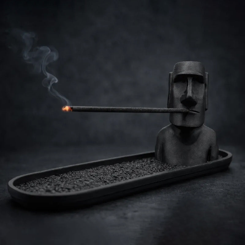 3D Printed Moai Incense Holder – Easter Island Statue, Black