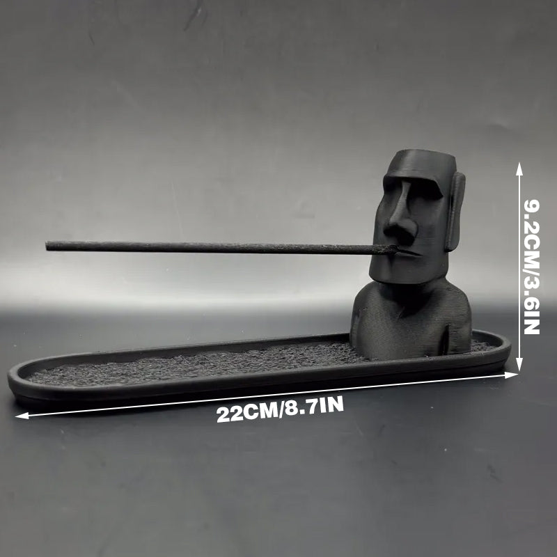 3D Printed Moai Incense Holder – Easter Island Statue, Black