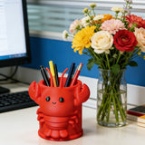 3D Printed Lobster Pen Holder (Red) - Front View