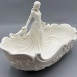 3D-printed goddess figure bowl/dressing table storage tray, white - Front View