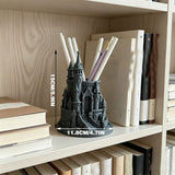 3D Printed Pen Castle Desktop Organizer, Black - Side View