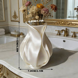 3D printed petal vase, silk white - Front View