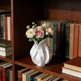 3D printed petal vase, silk white - Side View